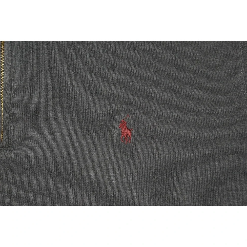 Polo Ralph Lauren Sweater Mens XL 1/4 Zip Pullover Grey Pony Cotton Pullover